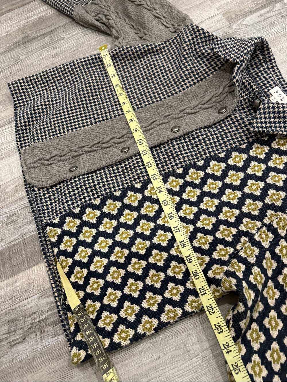 POL mixed pattern Patchwork button up jacket with balloon sleeves - L - Picture 3 of 6